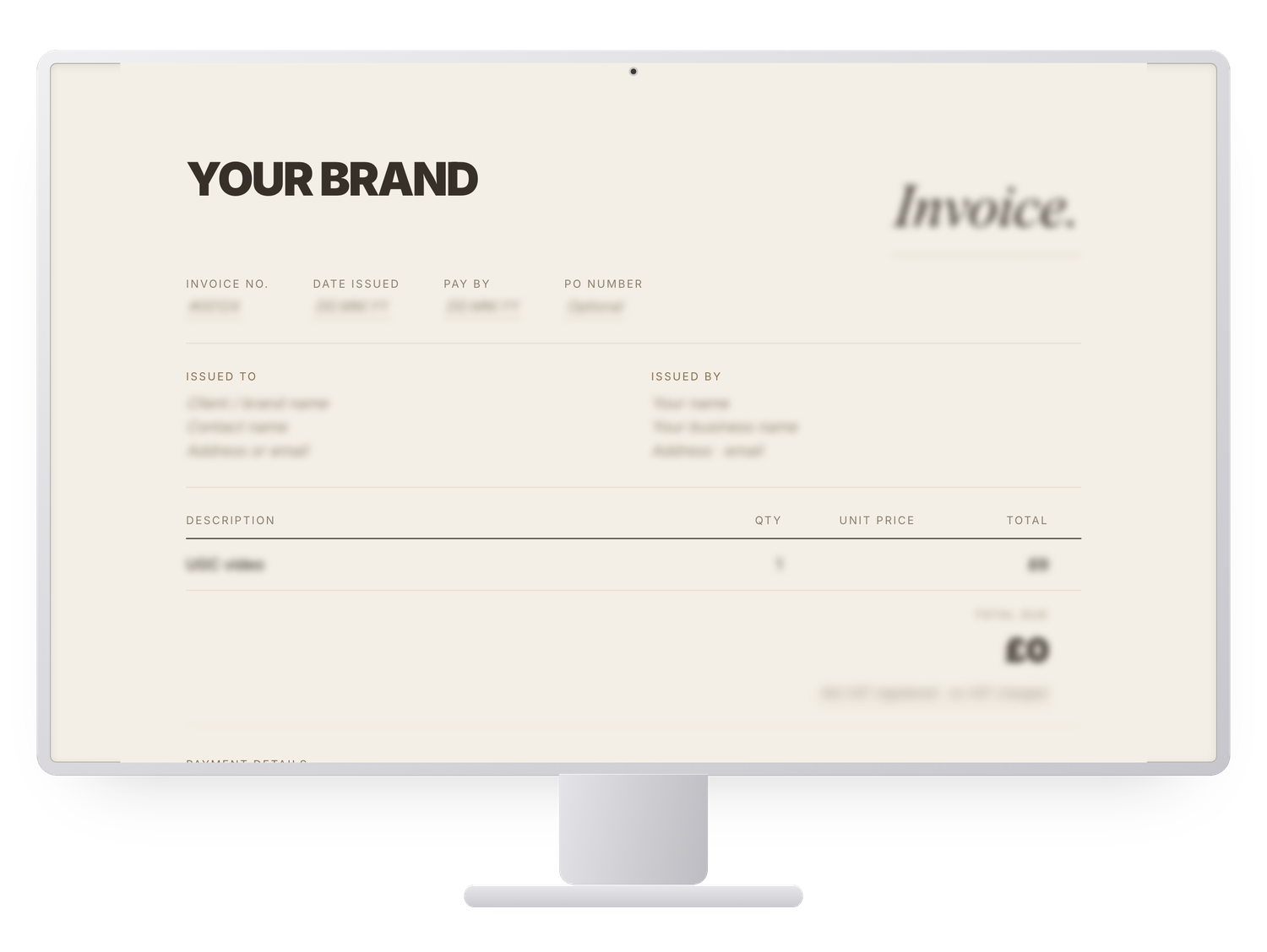 Preview of the UGC invoice template